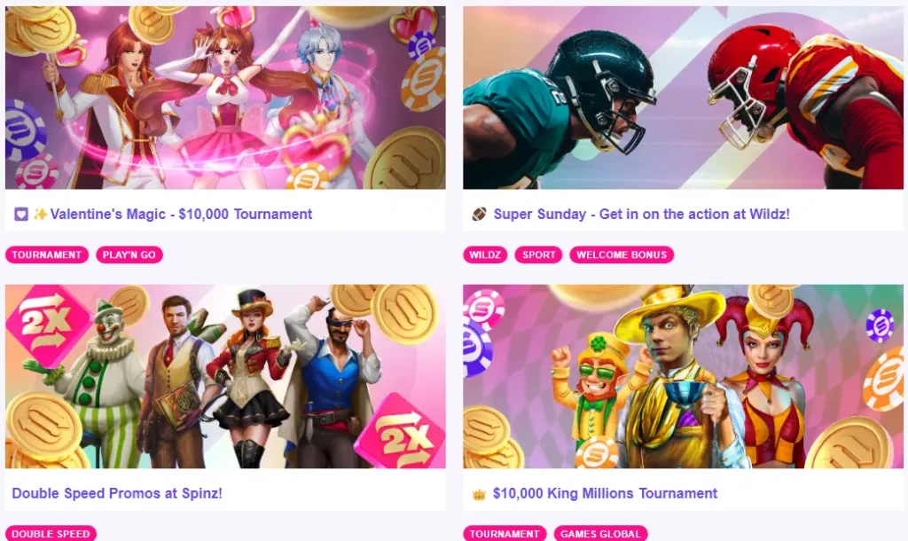 Tournaments at spinz casino